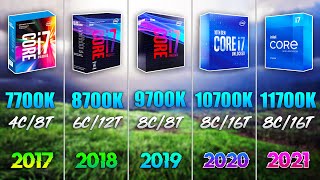 i7 11700K vs i7 10700K vs i7 9700K vs i7 8700K vs i7 7700K  Test in 7 Games [upl. by Notlrac]