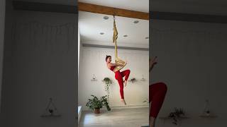 Aerial Hammock yoga aerialist hammocklife trickshots red gold art silk tissue posetutorial [upl. by Enomaj]