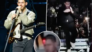 Nick Jonas Flees Stage Amid Laser Threat During Jonas Brothers Concert in Prague [upl. by Dranrev]