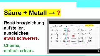 Säure und Metall Reaktionsgleichungen aufstellen und ausgleichen schwerere Aufgaben [upl. by Zehcnas290]