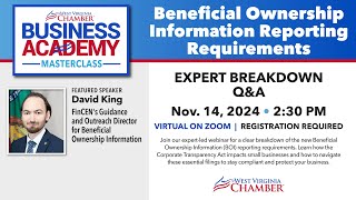 Business Academy Master Class Beneficial Ownership Information Reporting Requirements [upl. by Asillam]