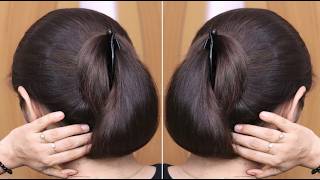 Quick amp Comfortable Low Bun Hairstyle That Anyone Can Do By Self  Banana Clip Hairstyles For Girls [upl. by Altis]