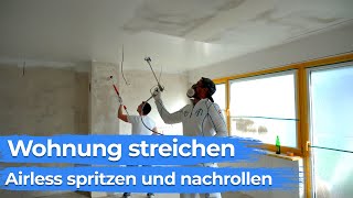 An EINEM Tag die komplette Wohnung streichen  mit Airless spritzen und nachrollen [upl. by Naujej]