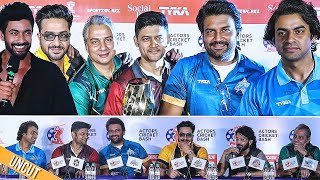 UNCUT  Actors Cricket Bash 2024  Press Meet  Fahmaan Khan  Sharad Kelkar  Aly Goni  Manav [upl. by Lissi]