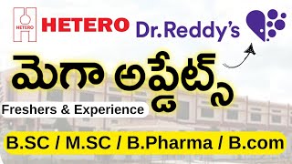 DR REDDY • HETERO DRUGS COMPANY JOBS VACANCY FOR FRESHERS amp EXP  SUCCESS DRIVE TELUGU [upl. by Oremor430]