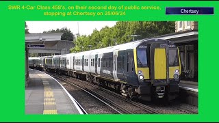 SWR 4Car Class 458s 458415  458421 on their second day of public service  Chertsey  250624 [upl. by Dranoel]