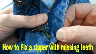 How to quickly fix a zipper with missing teeth [upl. by Aniehs728]