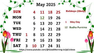 May Calendar 2025 [upl. by Dow]