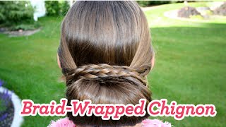 BraidWrapped Chignon  Updos  Cute Girls Hairstyles [upl. by Brogle189]