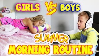 GIRLS vs BOYS Summer Morning Routine [upl. by Shishko]