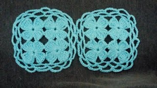 Quadrados de crochê com florzinhas  crochet motif [upl. by Huntington]