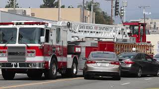 Santa Monica Fire Truck Involved in Crash [upl. by Berkeley556]