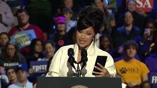 Full Cardi B speech at Kamala Harris rally endorses her and slams Donald Trump in 2024 Election [upl. by Haisej]