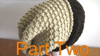 Crochet Slouch Hat with brim  Moss Stitch Slouch Hat Tutorial Pt 2  Crunch Stitch [upl. by Teddman]