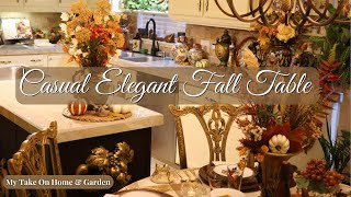 CASUALLY ELEGANT FALL  THANKSGIVING TABLESETTING FOR 5  ROUND TABLE DECOR IDEAS [upl. by Ceil]