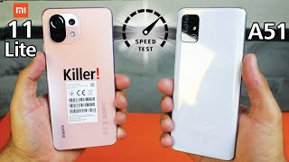 Xiaomi Mi 11 Lite vs Samsung Galaxy A51  Speed Test WOW😱 [upl. by Chloras]