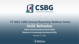 FY 2021 CSBG Annual Report OLDC Refresher [upl. by Maag]