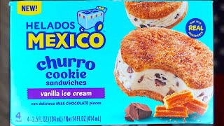 Helados Mexico Churro Cookie Sandwiches Review [upl. by Otilopih270]