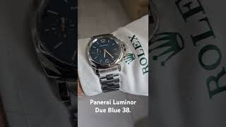 Panerai Luminor Due 38mm blue Paneristi ref 1123 steel bracelet [upl. by Ybbor]