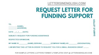 Support letter for Funding Support – Sample Request Letter Format [upl. by Islaen]