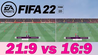 FIFA 22 Aspect Ratio Comparison  219 vs 169  Ultra Wide Graphics  3440x1440 vs 2560x1440  PC [upl. by Arnuad]