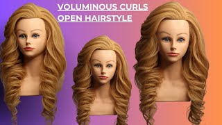 Voluminous curls open hairstyle easy step by step short tutorial [upl. by Leemaj]