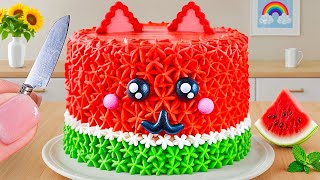 Mini Chocolate Cake with Watermelon Buttercream 🍉 Easy Cake Decorating Hacks [upl. by Caren]