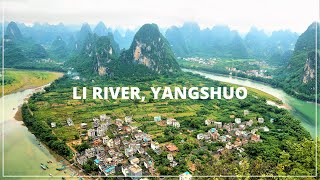 4K China  Li River Yangshuo  Li River Scenic Relaxation  Drone Footage  China [upl. by Sumahs]