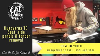 How to remove 2020 Husqvarna TE 150i 250i amp 300i side panels seat and rear fender [upl. by Cherry]