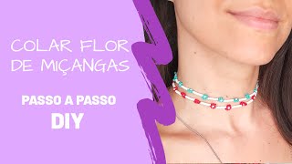 Como Fazer Colar Flor de Miçangas Passo a Passo DIY [upl. by Annayd]