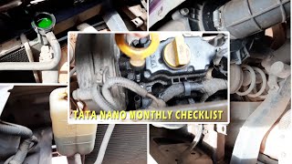 Tata Nano Monthly Checklist include Coolant amp Engine Oil Level Checks Radiator amp Air Filter Checks [upl. by Durrace]