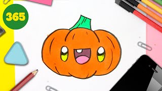 Come disegnare un zucca kawaii e carino – Tutorial passo dopo passo [upl. by Syxela]