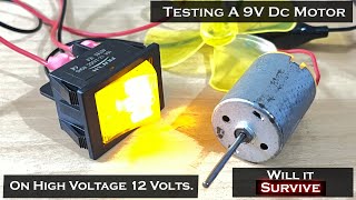 Testing a 9v dc motor on high voltage  12v dc motor testing  powerful dc motor  9v motor [upl. by Essiralc240]