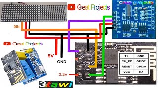 ESP 01s ESP8266 WS2812B RGB Led Matrix8x32 DHT11 RTC DS1307 [upl. by Liw605]