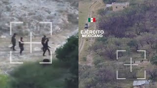 Sicarios huyen de enfrentamiento al ver al Ejército mexicano fue captado por dron de EU [upl. by Fonda]