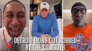 Stephen A Smith Skip Bayless Shannon Sharpe REACTIONS To Dallas Cowboys ROBBERY Vs Detroit Lion [upl. by Idonna]