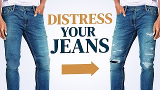 How To Distress Your Denim In 3 Minutes DIY Video Tutorial [upl. by Woodie541]