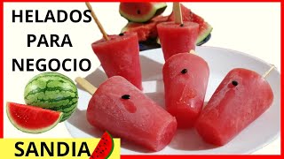 HELADOS DE SANDIA CASEROS DELICIOSOS HELADOS CASEROS DE FRUTAS PALETAS DE SANDIA [upl. by Aiksas]