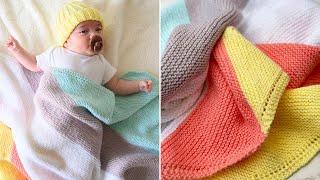 How To Knit A Baby Blanket For Beginners Super Easy [upl. by Catrina]