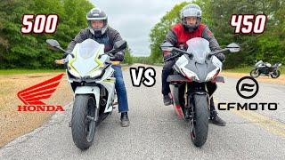 2023 CFMOTO 450SS vs Honda CBR500R Drag Racing [upl. by Diskson]