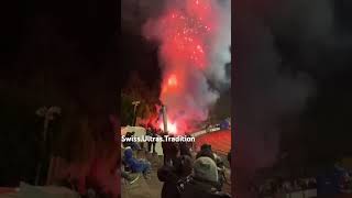 FC Basel U19 at home against Rapid Wien in the Youth Champions League26112024 ultras pyro [upl. by Nilpik]