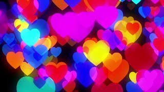 Neon Hearts Black Screen  Colorful Hearts Overlay  Romantic Hearts  Free Video Background Loops [upl. by Htebazileyram520]