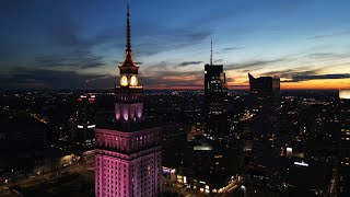 Warsaw City Center Night and Dusk  Cinematic Drone Video 4k [upl. by Urial]