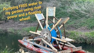 How I built a Floating river powered water pump for Free to water my vegetable garden [upl. by Janetta]