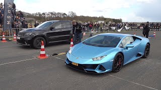 Jeep Cherokee Trackhawk vs Lamborghini Huracan EVO [upl. by Enihpets]