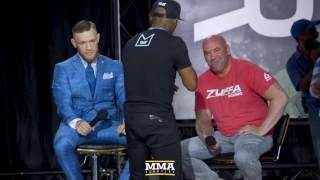 Floyd Mayweather Makes Bet With Conor McGregor During Speech  MMA Fighting [upl. by Eves]