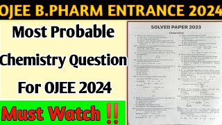 OJEE B Pharm Entrance Questions 2024Ojee Entrance Question Paper bpharma ojee cuet [upl. by Yauqram]