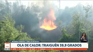 Intenso trabajo en Ercilla riesgo en Ruta 5 por incendio forestal [upl. by Blackington]