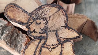 Wooden girl woodworking woodcarving pyrography satisfying minigrinder  electric scroll saw [upl. by Adnorrahs]