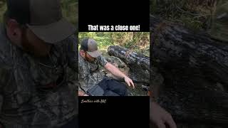 Close call chainsaw tree diy outdoors woods goodvibes fypシ゚viral pov goodtimes deerhunting [upl. by Rothstein779]